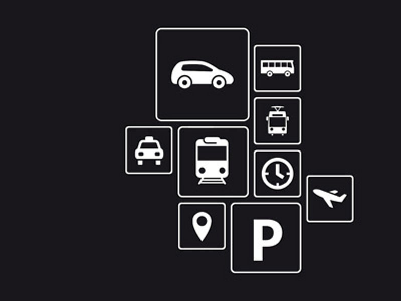 Olympiaworld Innsbruck pictograms regarding directions and parking