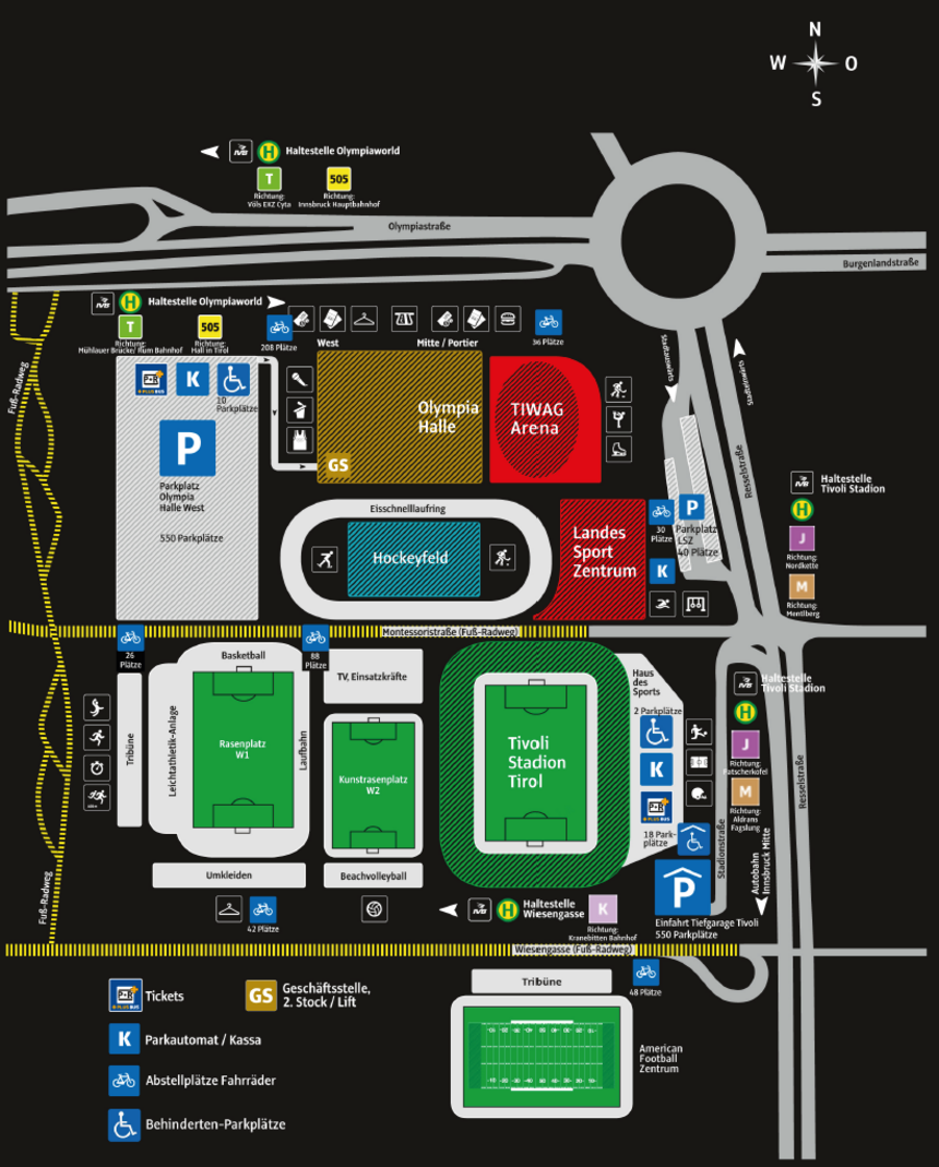 Lageplan Olympiaworld Innsbruck