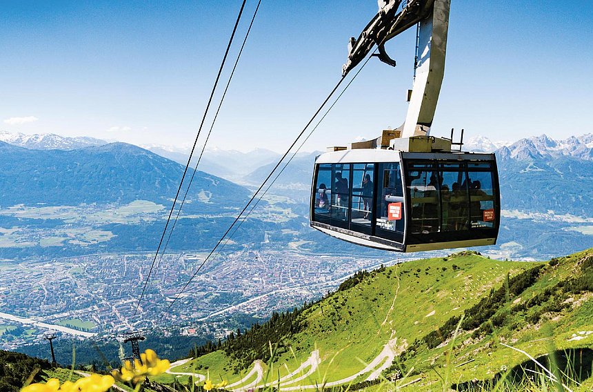 Olympiaworld Innsbruck gondola of the Nordkettenbahn