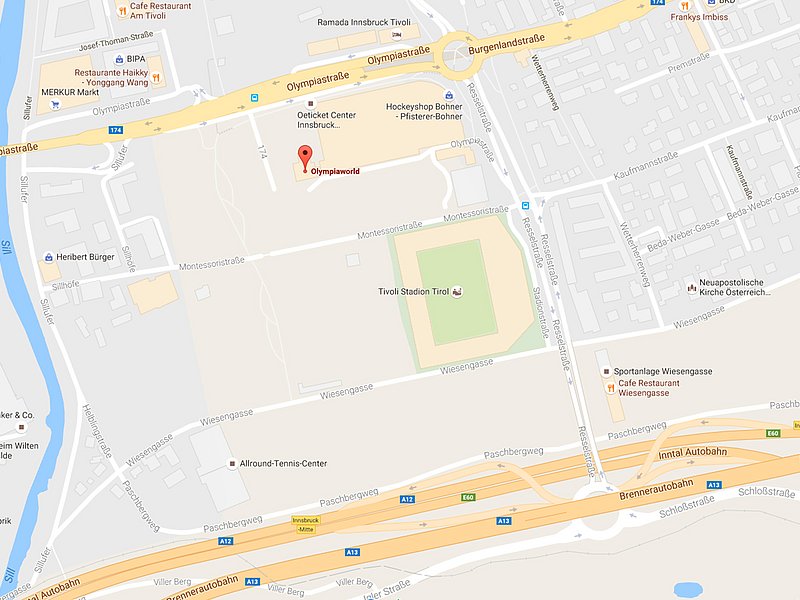 Olympiaworld Innsbruck google map of Olympiaworld