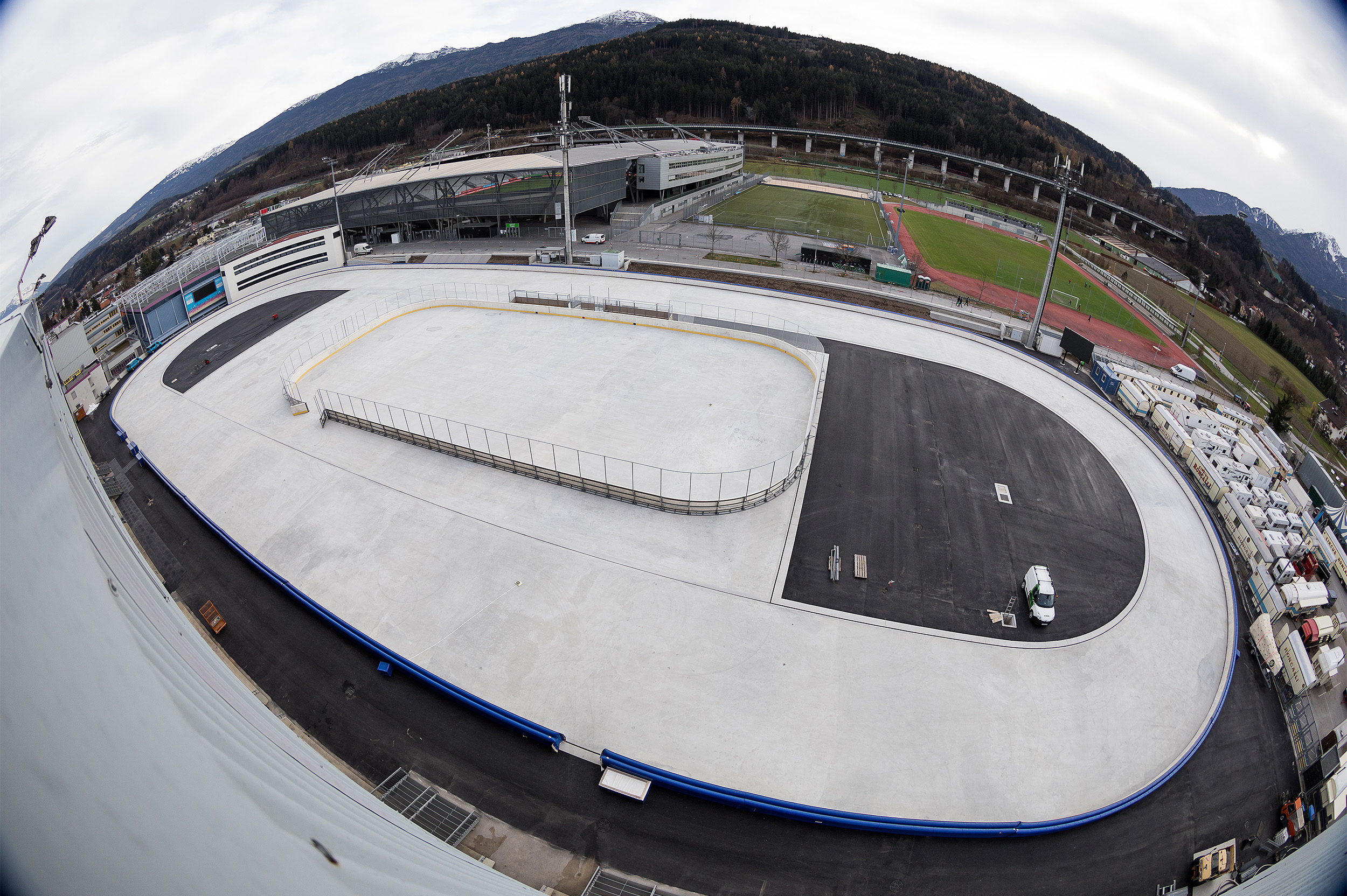 Olympiaworld Innsbruck outdoor ice rink and ancillary facilities