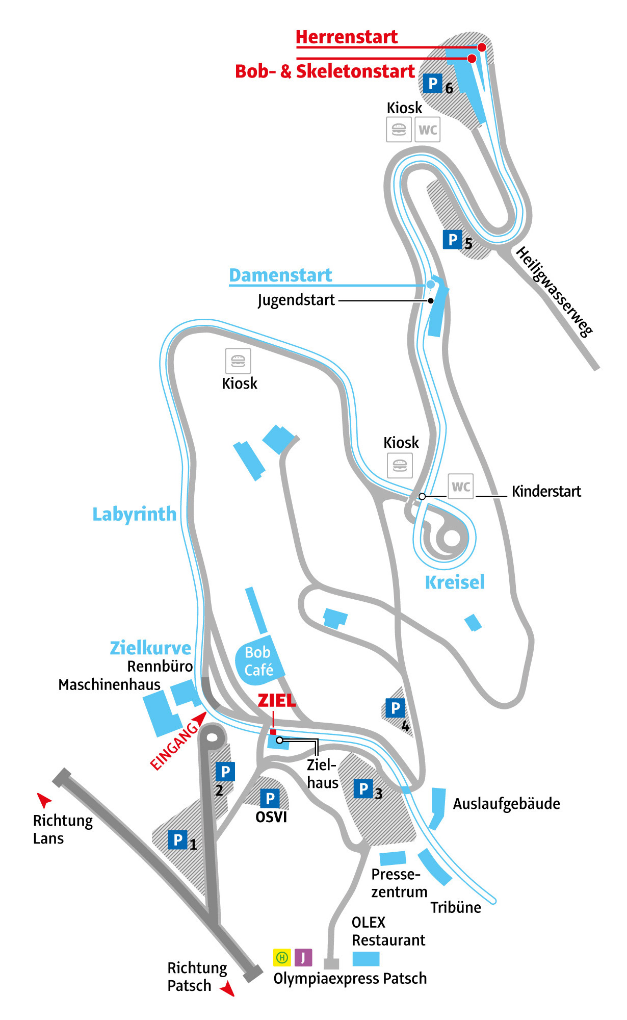 Olympiaworld Innsbruck Plan der Bahnstrecke