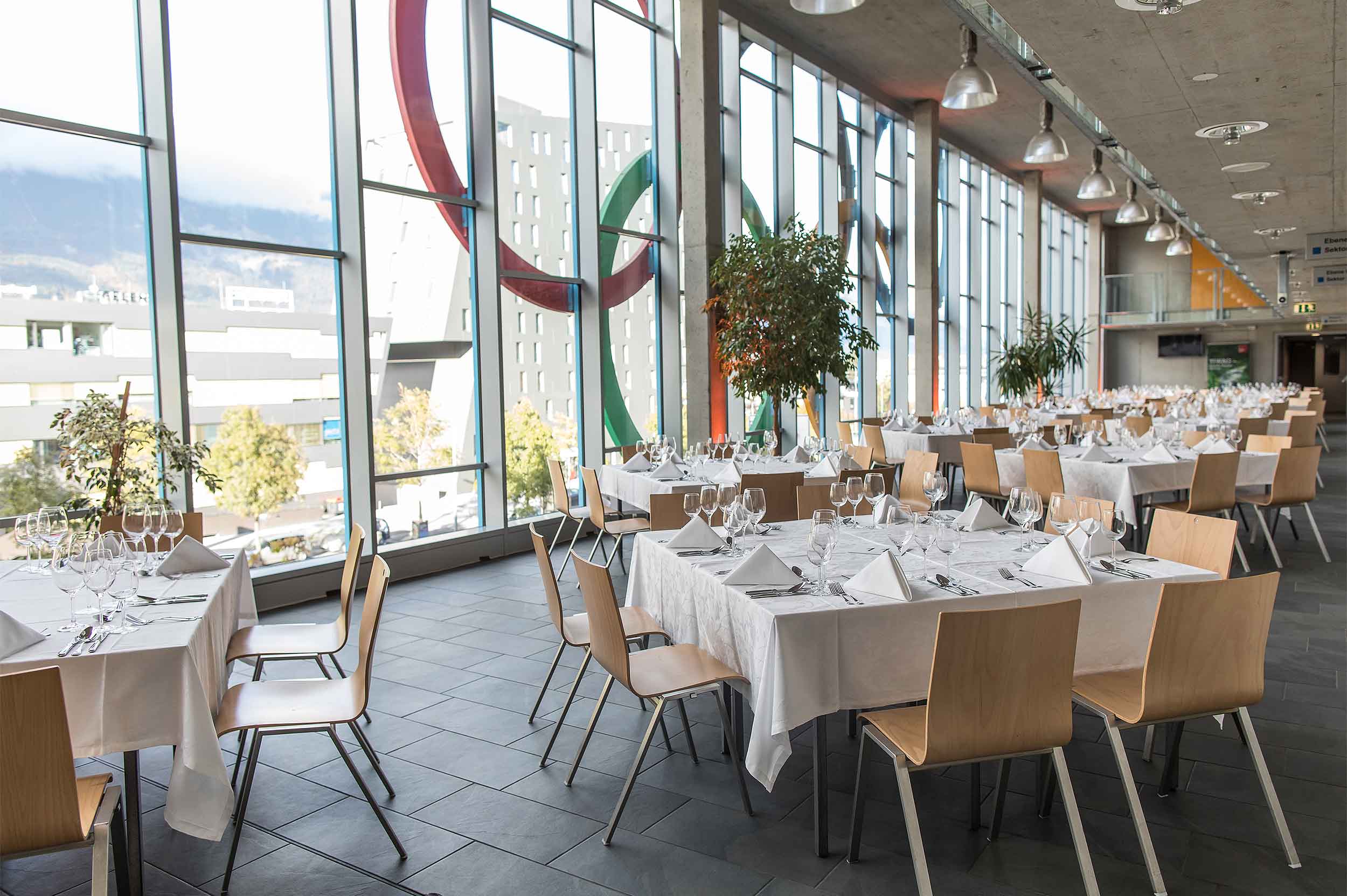 Olympiaworld Innsbruck Olampia Hall adjoining room hall variant for dinner