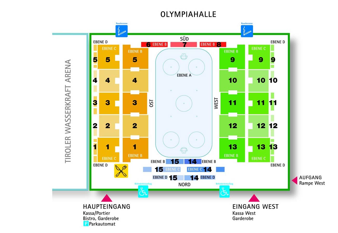 Plan der Sitzplätze in der Olympiahalle